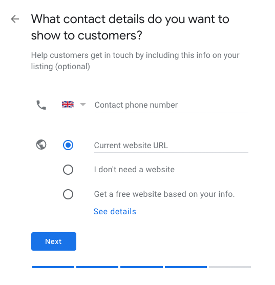 Google My Business - add contact details