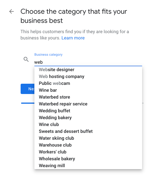 Google My Business - add category